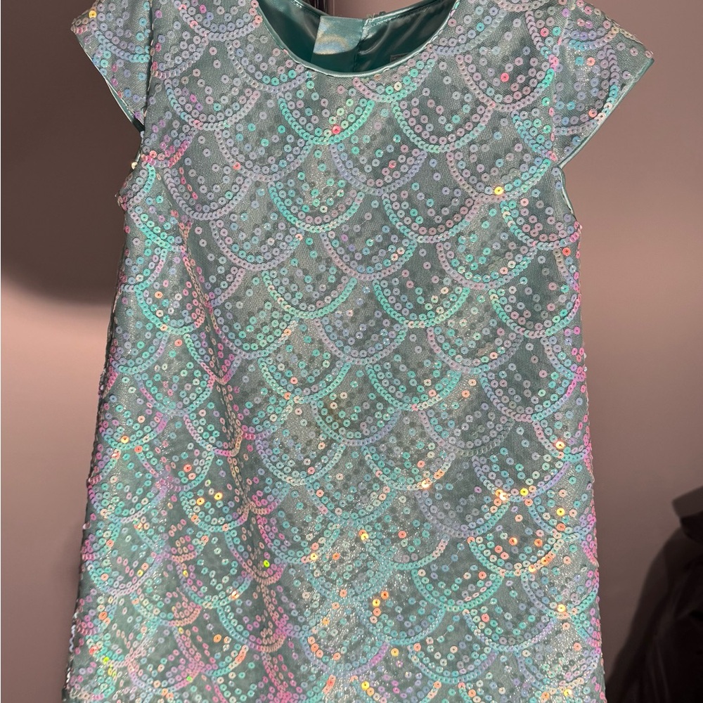 Disney Kids Dress with Sequin Scales - Teal and Pink